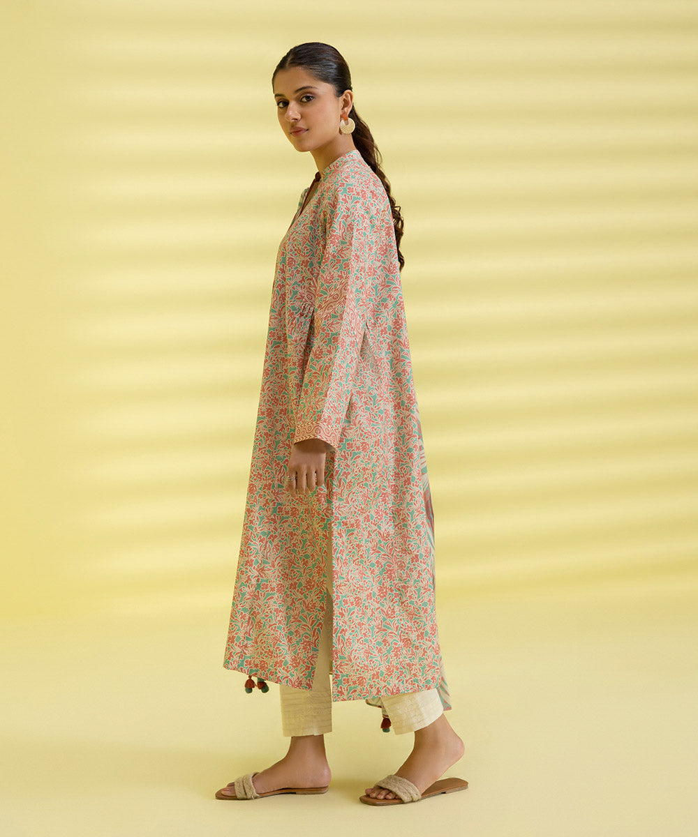 PRINTED LAWN SUIT - Laurel and Blush Pink