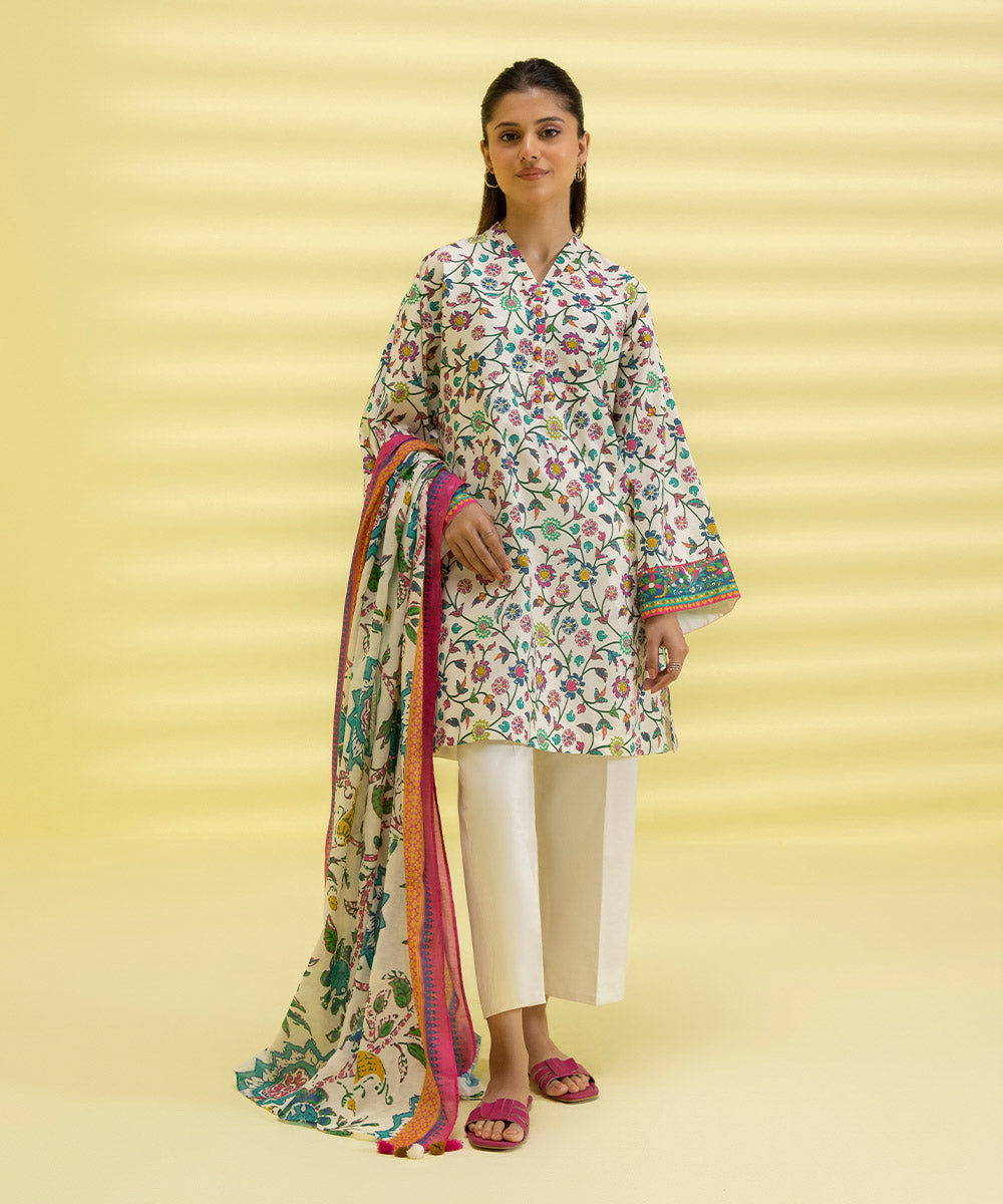 PRINTED LAWN SUIT - Off white