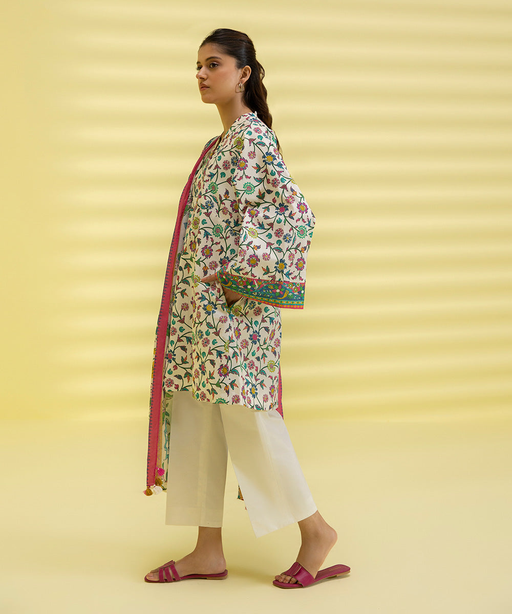 PRINTED LAWN SUIT - Off white
