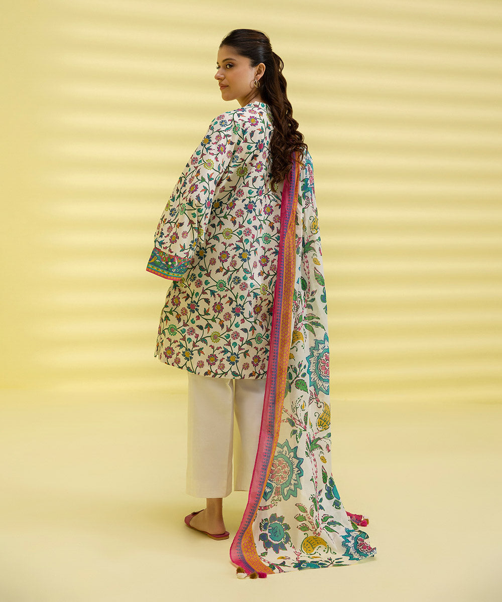 PRINTED LAWN SUIT - Off white