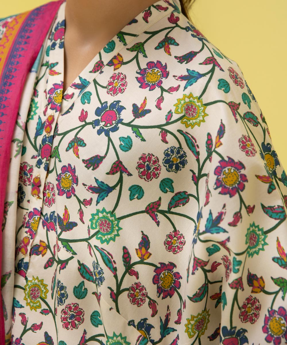 PRINTED LAWN SUIT - Off white