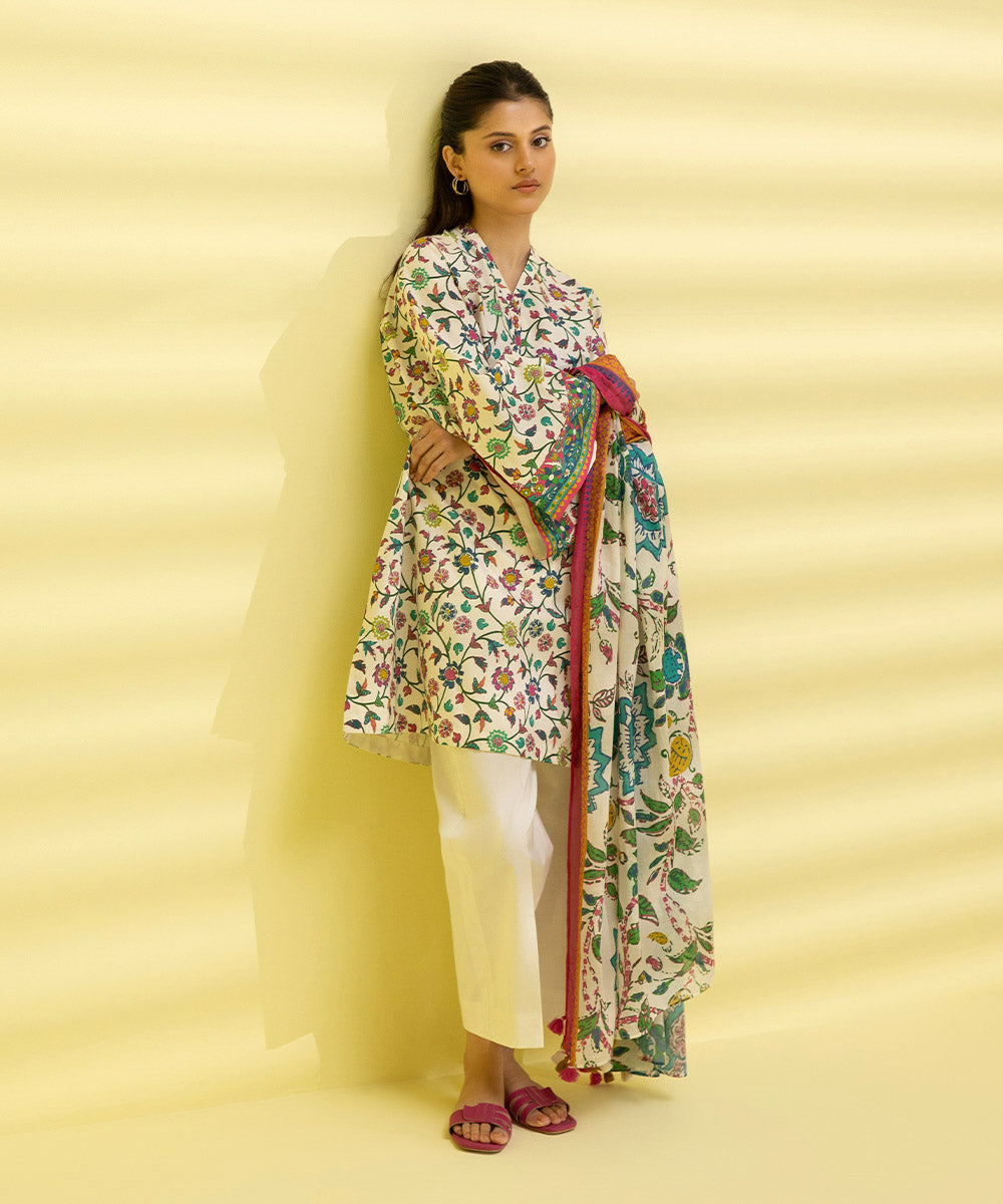 PRINTED LAWN SUIT - Off white