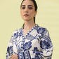 PRINTED LAWN SUIT - Indigo Blue and Off white