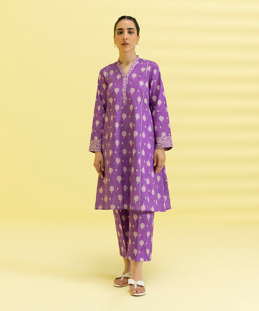 PRINTED LAWN SUIT - Magenta