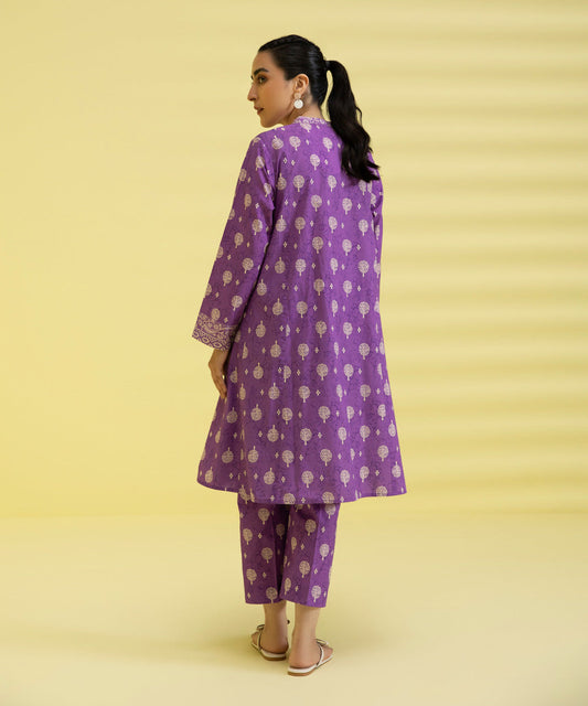 PRINTED LAWN SUIT - Magenta