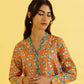 PRINTED LAWN SUIT - Tangerine