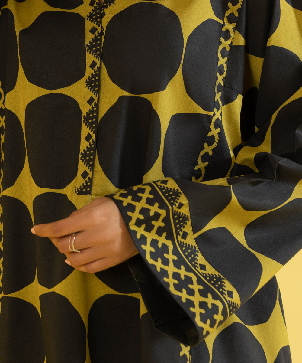 PRINTED LAWN SUIT - Black and Yellow