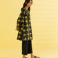 PRINTED LAWN SUIT - Black and Yellow