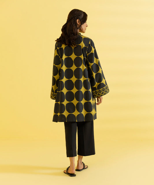 PRINTED LAWN SUIT - Black and Yellow