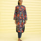 PRINTED LAWN SUIT - Navy Blue