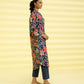 PRINTED LAWN SUIT - Navy Blue
