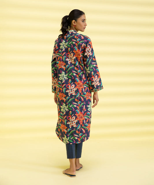 PRINTED LAWN SUIT - Navy Blue