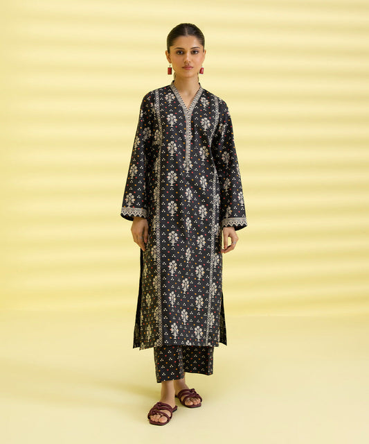 PRINTED LAWN SUIT - Black and White