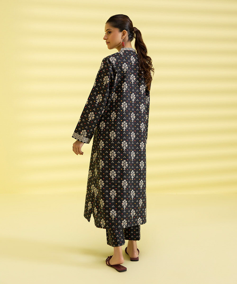 PRINTED LAWN SUIT - Black and White