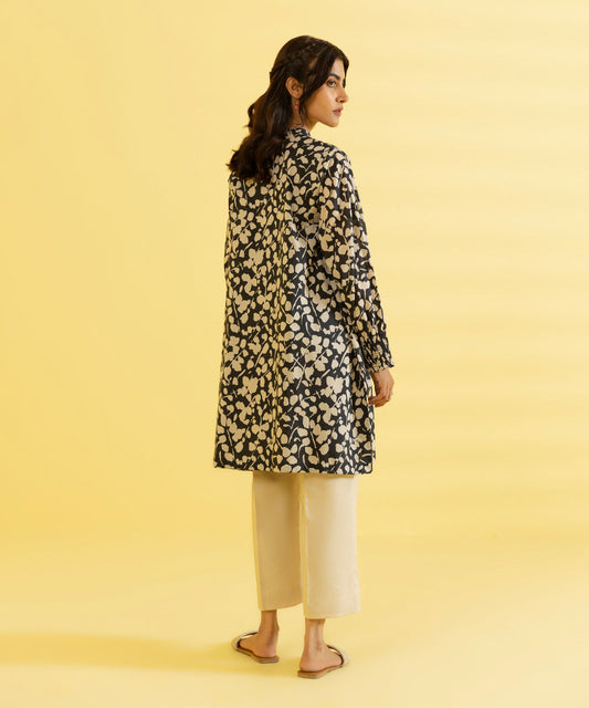 PRINTED LAWN SUIT - Ivory and Coral Pink