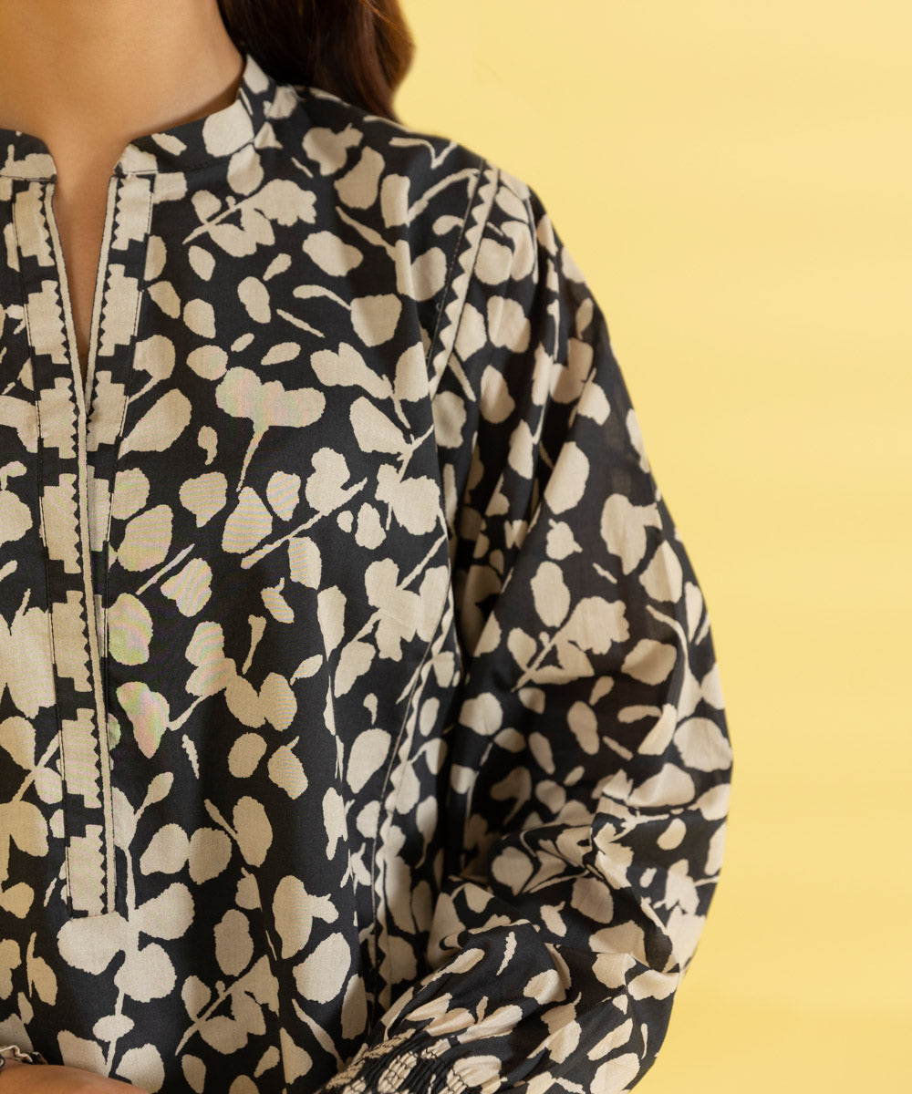 PRINTED LAWN SUIT - Ivory and Coral Pink