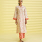 PRINTED LAWN SUIT - Ivory and Coral Pink