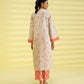 PRINTED LAWN SUIT - Ivory and Coral Pink