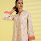 PRINTED LAWN SUIT - Ivory and Coral Pink