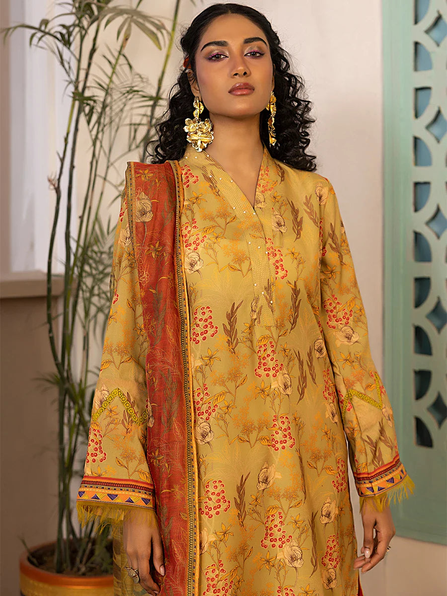 3PC Unstitched Printed Silk Lawn Suit (ASI067)
