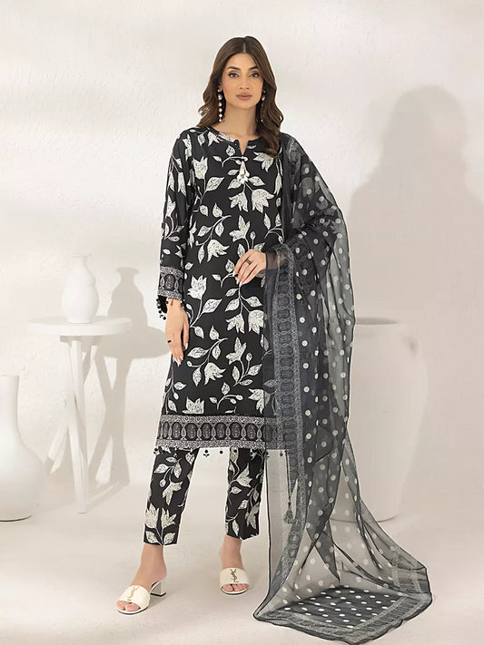 3PC Unstitched Printed Lawn Silk Suit (ASI295)