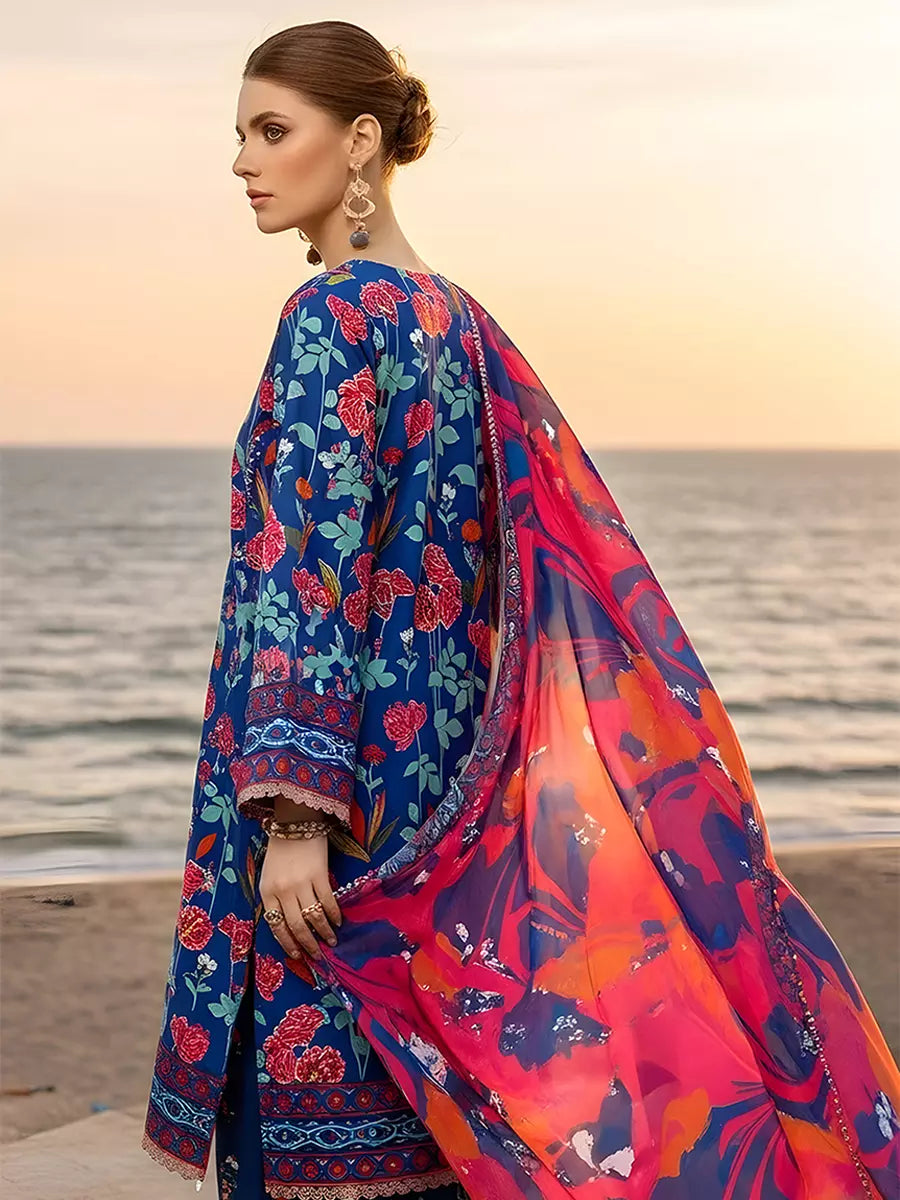 3PC Unstitched Printed Silk Lawn Suit (SUNS7ASI306)