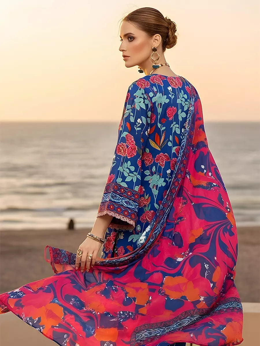 3PC Unstitched Printed Silk Lawn Suit (SUNS7ASI306)