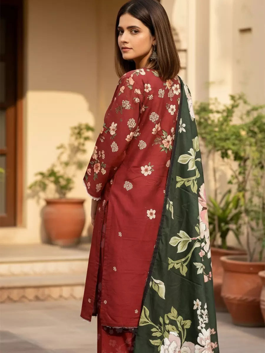 3PC Unstitched Khaddar Printed Suit (SUNS7ASI514)