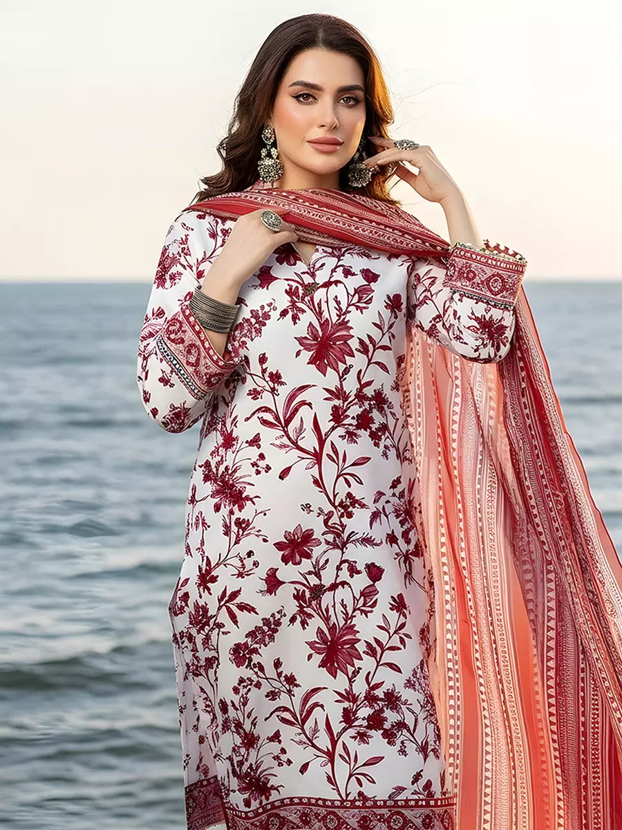 3PC Unstitched Printed Silk Lawn Suit (SUNS7ASI307)