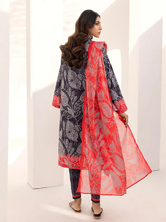 3PC Unstitched Printed Lawn Silk Suit (ASI096)