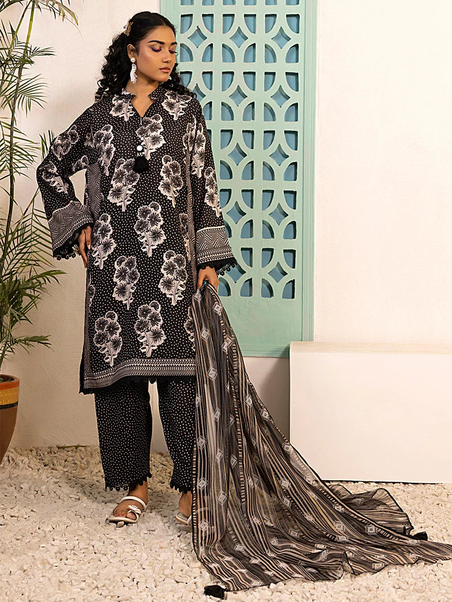 3PC Unstitched Printed Silk Lawn Suit (ASI054)