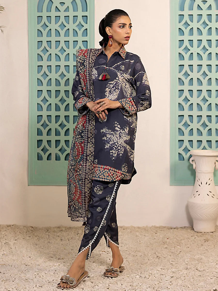 3PC Unstitched Printed Silk Lawn Suit (ASI051)