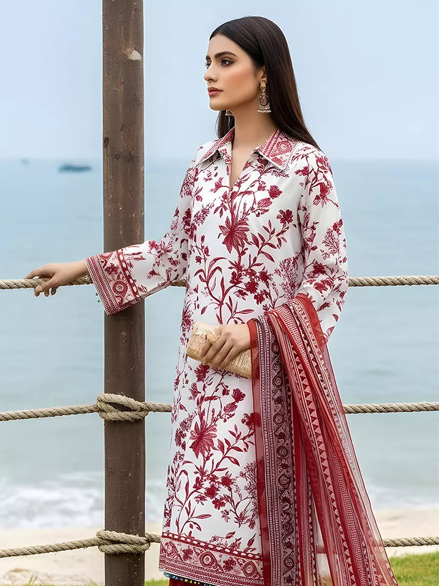 3PC Unstitched Printed Silk Lawn Suit (SUNS7ASI307)