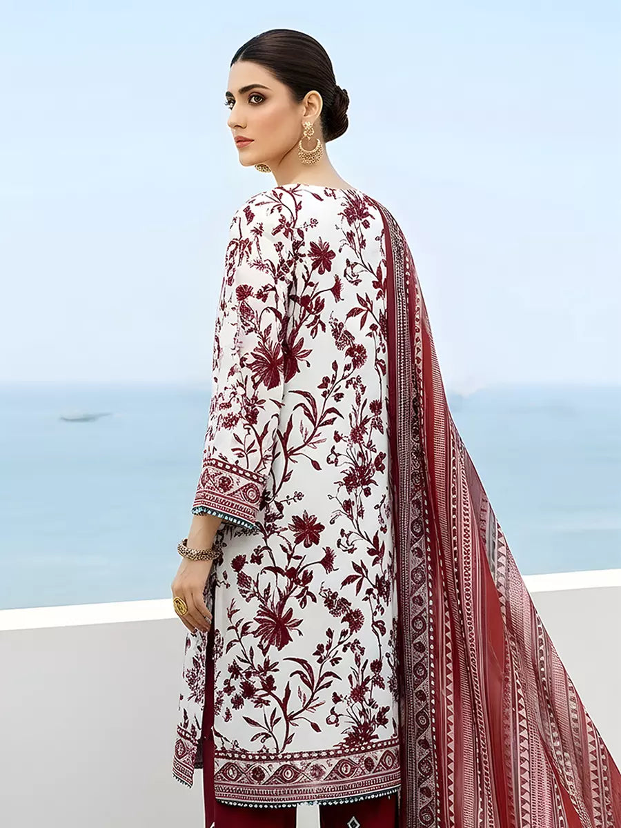 3PC Unstitched Printed Silk Lawn Suit (SUNS7ASI307)