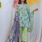3PC Unstitched Printed Lawn Silk Suit