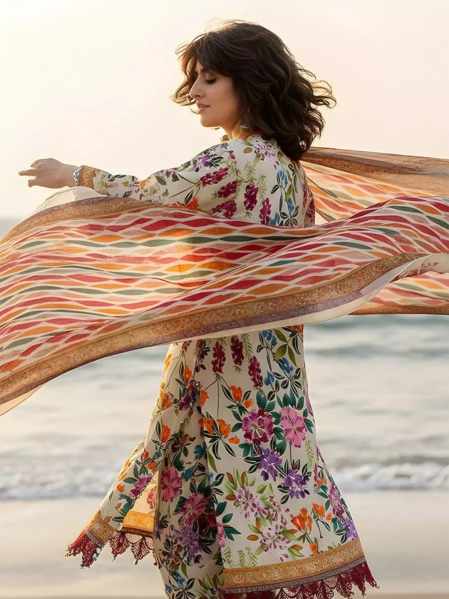 3PC Unstitched Printed Silk Lawn Suit (SUNS7ASI309)