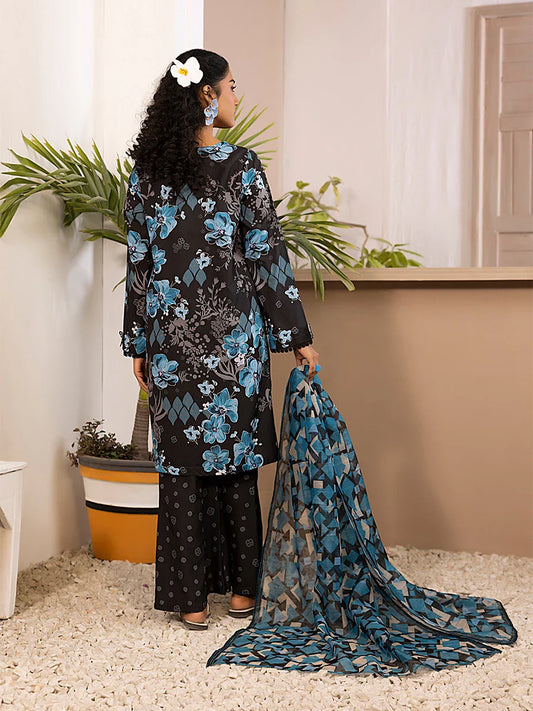 3pc Unstitched Printed Silk Lawn Suit (ASI060)
