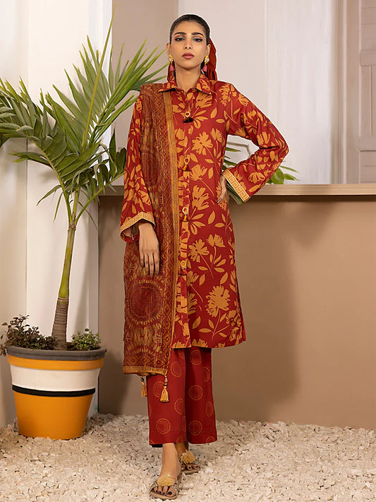 3pc Unstitched Printed Silk Lawn Suit (ASI048)