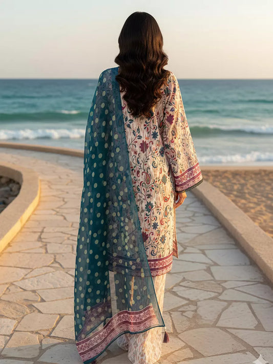 3PC Unstitched Printed Silk Lawn Suit (SUNS7ASI311)