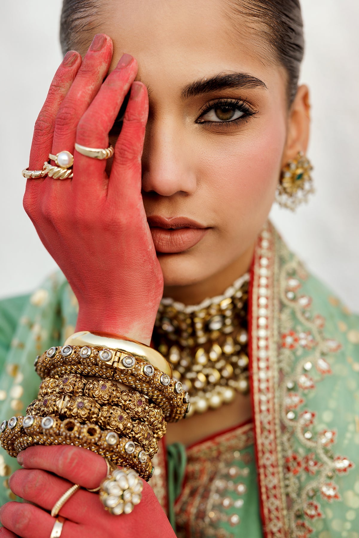 3-PC Embroidered Raw-Silk Suit CMA-5-017