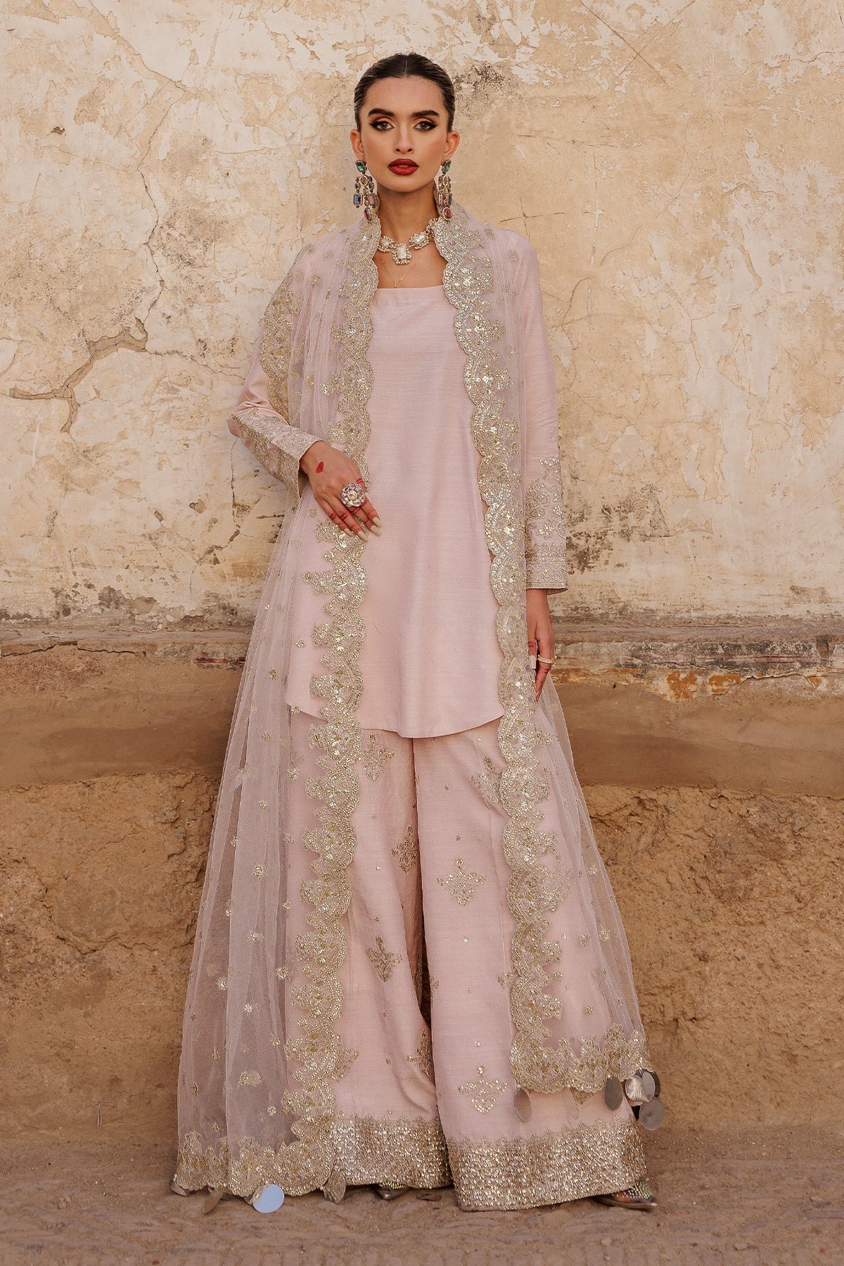 3-PC Embroidered Raw-Silk Suit CMA-5-045