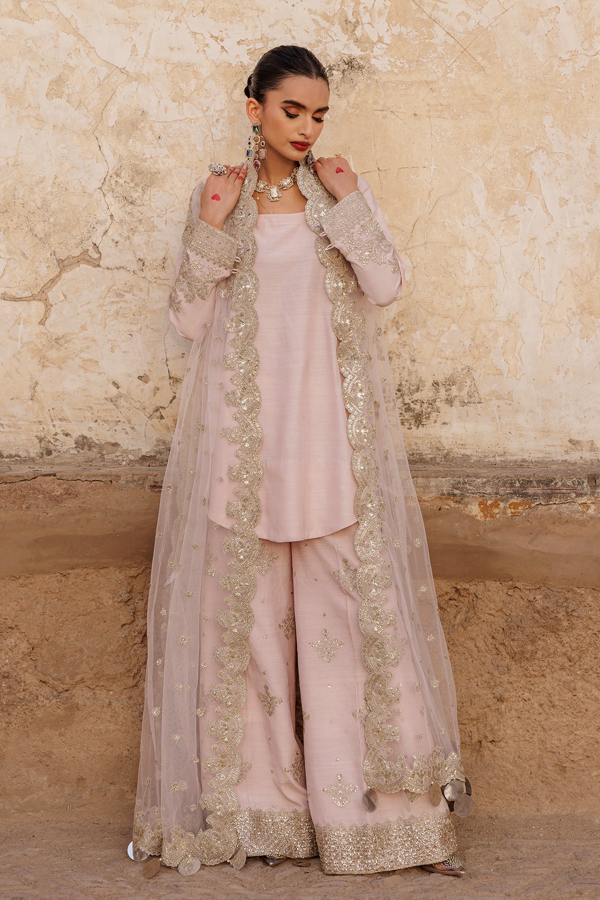 3-PC Embroidered Raw-Silk Suit CMA-5-045