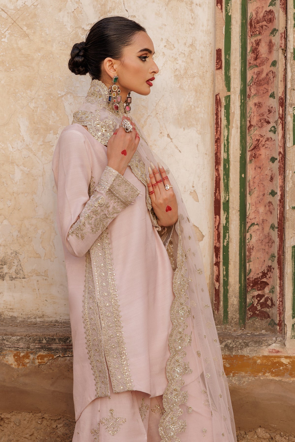 3-PC Embroidered Raw-Silk Suit CMA-5-045
