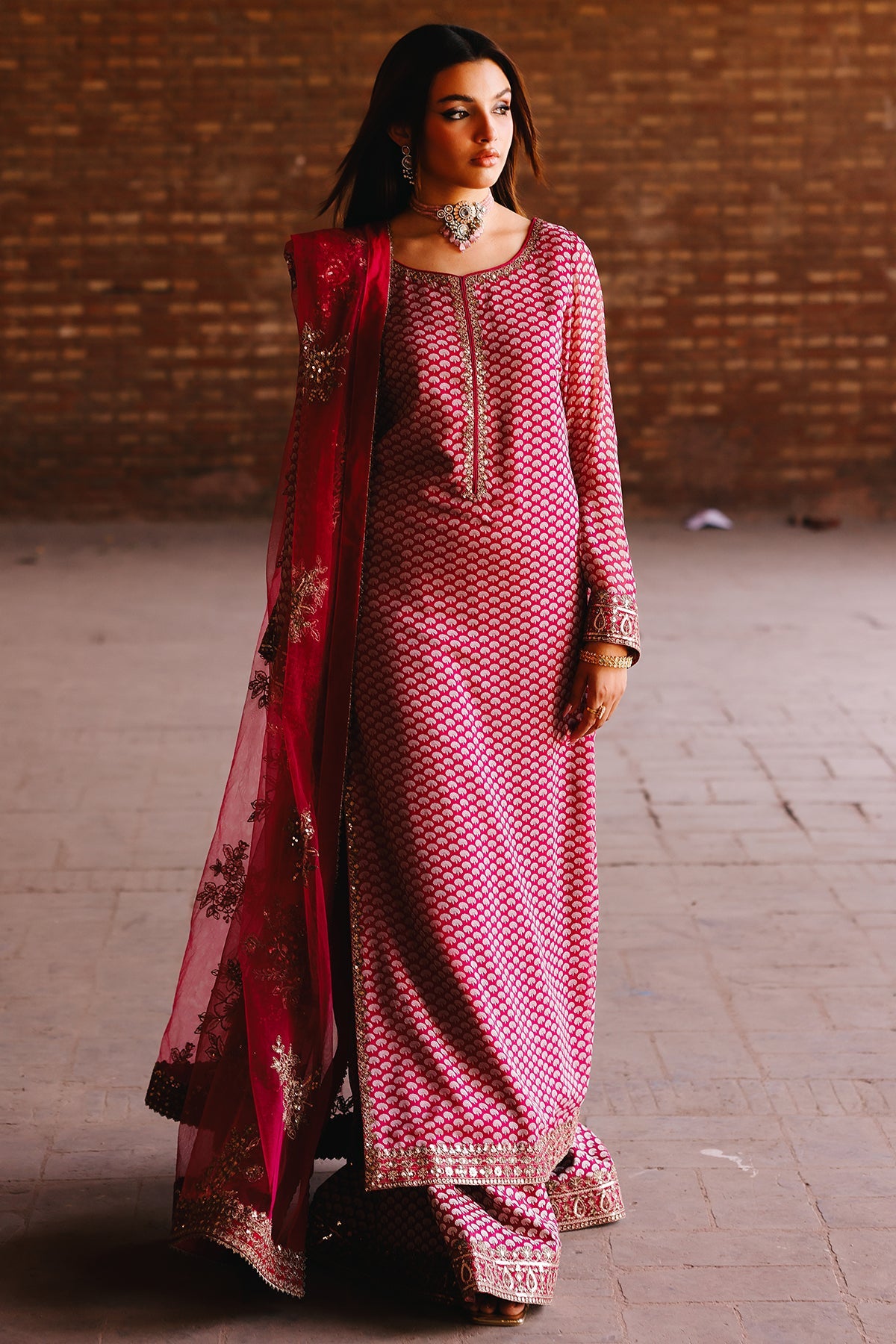 3-PC Embroidered Chiffon Suit CMA-5-115A