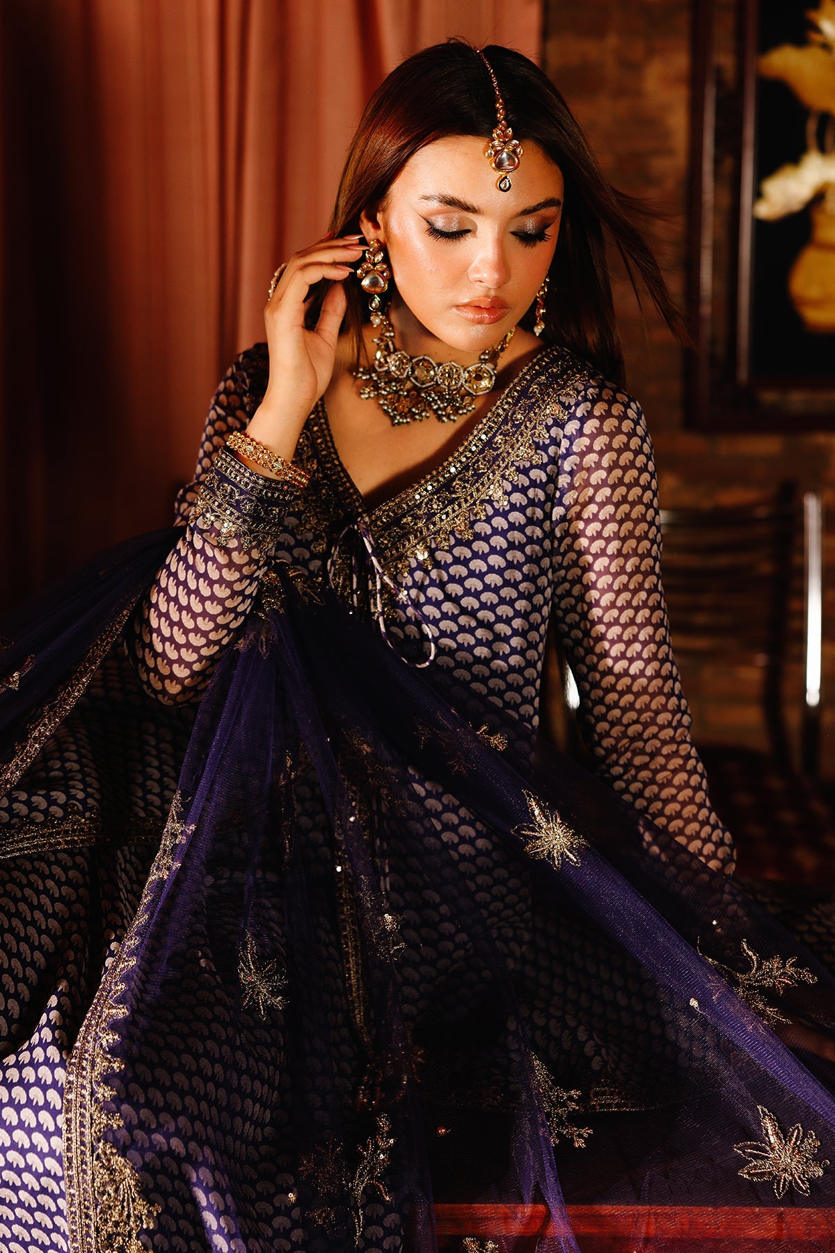 3-PC Embroidered Chiffon Suit CMA-5-135