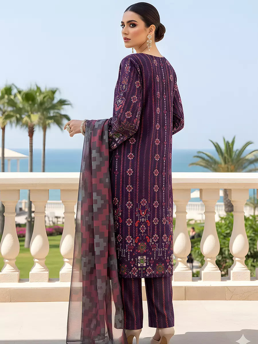 3PC Unstitched Printed Silk Lawn Suit (SUNS7ASI312)