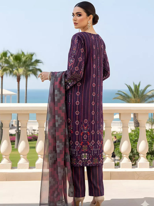 3PC Unstitched Printed Silk Lawn Suit (SUNS7ASI312)