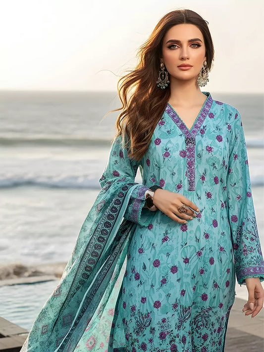 3PC Unstitched Printed Silk Lawn Suit (SUNS7ASI313)