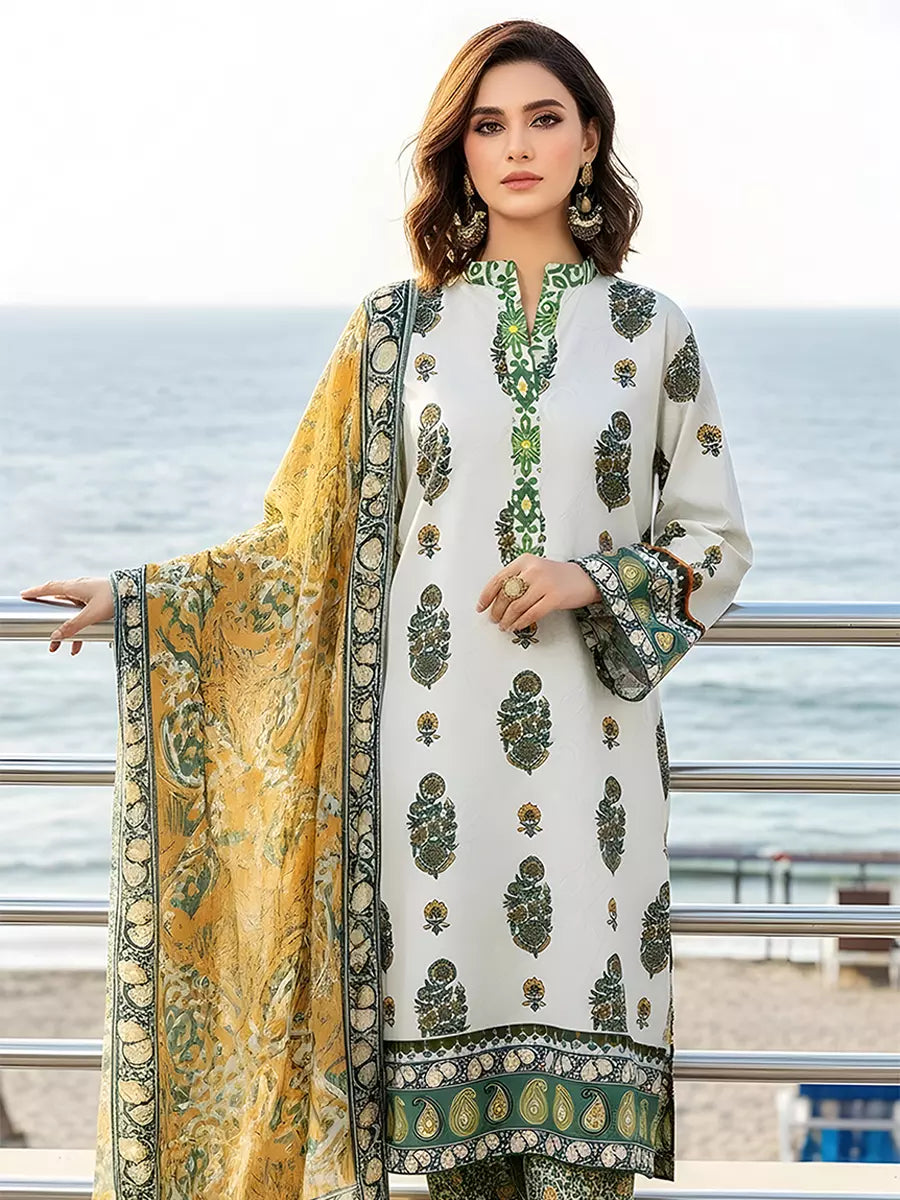 3PC Unstitched Printed Silk Lawn Suit (SUNS7ASI314)