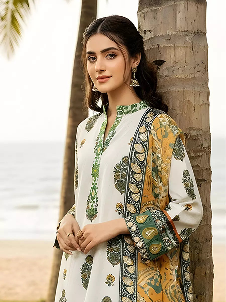 3PC Unstitched Printed Silk Lawn Suit (SUNS7ASI314)